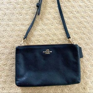 Coach crossbody bag with pebbles leather double zip compartments